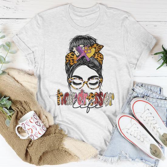 CQF Hairstylist Shirt For Women - Funny Floral Hairdresser T-Shirt, Short Sleeve, 60% Polyester 35% Rayon 5% Spandex