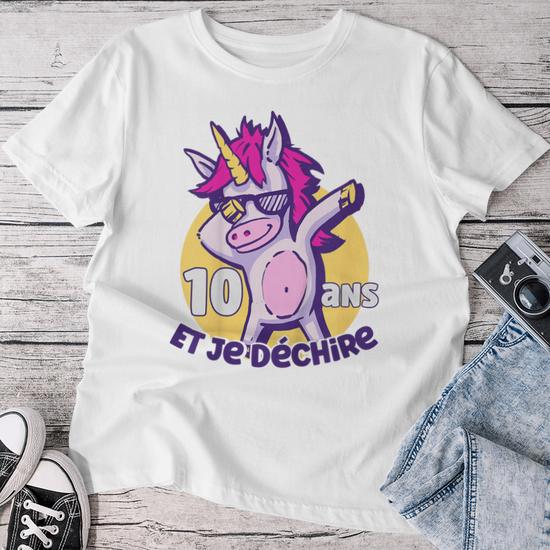 Lot De 2 T-shirts Fille Licorne - Coton Doux - Manches Courtes - 3-8 Ans