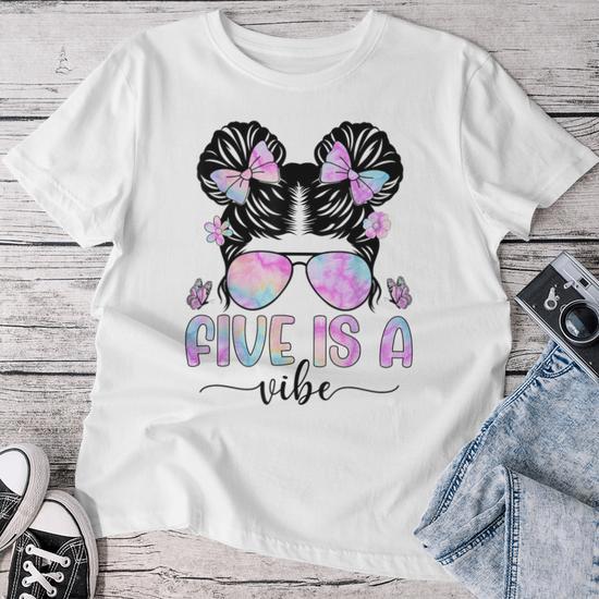 Five Is A Vibe 5 Year Old Girls 5Th Birthday Women T shirt Seseable UK