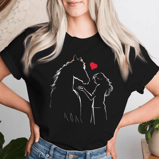 T-shirt Fille Et Cheval – Motif équestre Pour L'écurie Et L'équitation – Coupe Classique Légère En Coton - 12