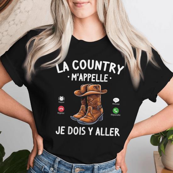 T-shirt Femme Manches Longues - Tee Hunt - Cowgirl Rodéo Danse Country - Bleu