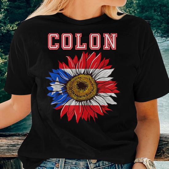 Custom Colon Surname Family Name Puerto Rico Flag Sunflower Women