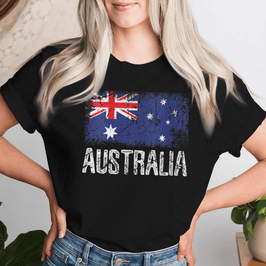 T-shirt Australie - Drapeau Australien Imprimé - Coupe Classique Légère - Manches à Double Couture - Unisexe - Parfait Pour Voyage, Cadeau, Support Sportif