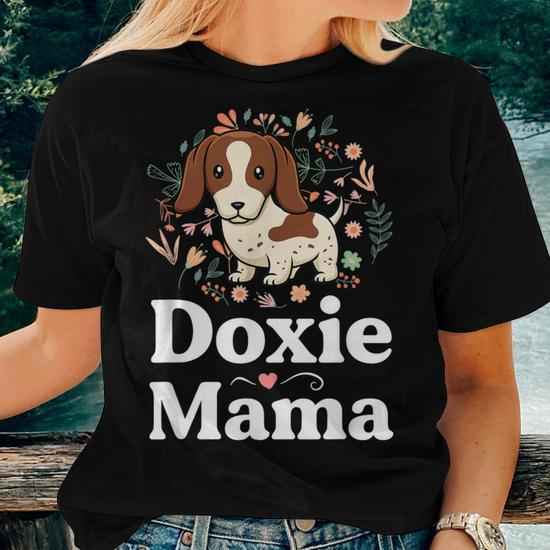 Piebald Dachshund Mom Doxie Mama Floral Dog Lover Women T shirt Monsterry