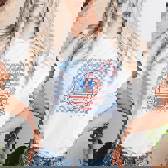 American Flag 4Th Of July Retro Groovy Smile Face Checkered