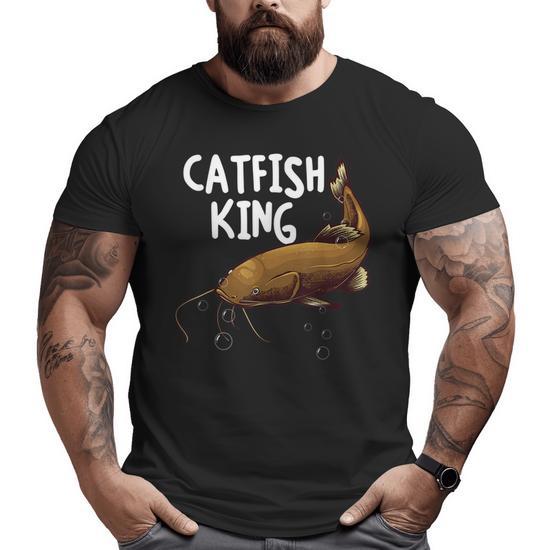 Catfish King T-Shirt Fishing Fisherman Tee Men