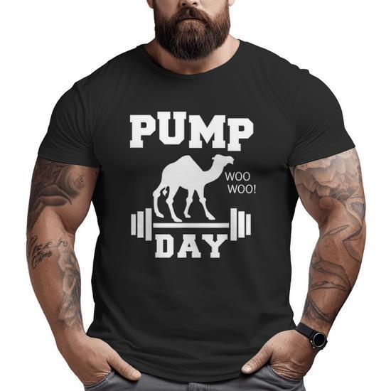 Pump Day Men Gym Workout Camel Big and Tall Men T-shirt