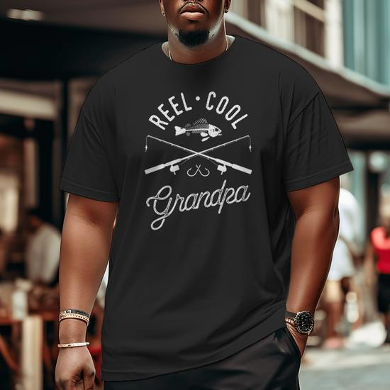 Mens Reel Cool Grandpa Grandfather Father's Day Fishing Big and Tall Men  T-shirt