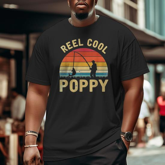 Vintage Reel Cool Poppy Fish Fishing Father's Day Classic Big and Tall Men  T-shirt