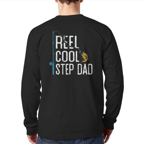 Fishing Reel Cool Step Dad Father'S Day For Fisherman Back Print