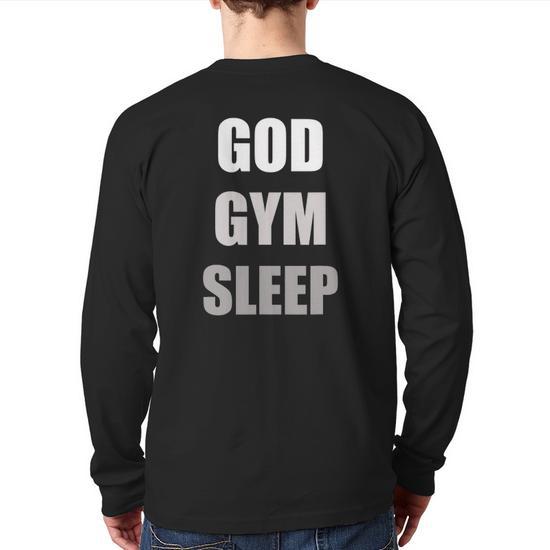 Gym Quotes God Gym Sleep Back Print Long Sleeve T-shirt