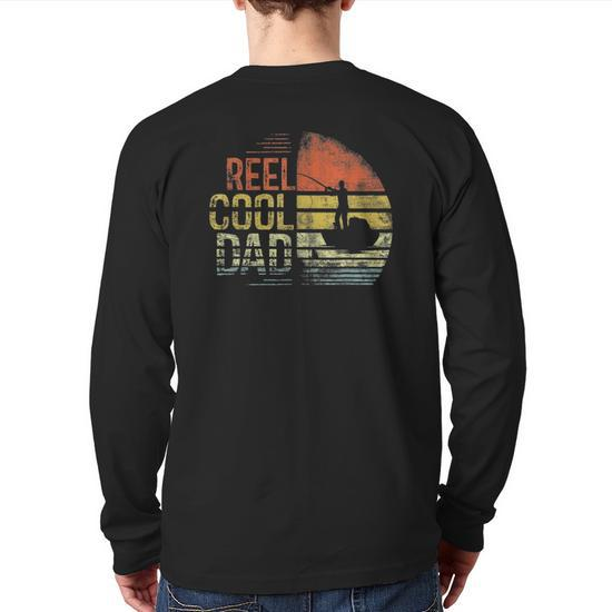 Dad And Daughter Fisherman Daddy Father's Day Fishing Back Print Long  Sleeve T-shirt