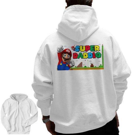 Superdaddio Dad Daddy Father Video Game Lovers Zip Up Hoodie Back