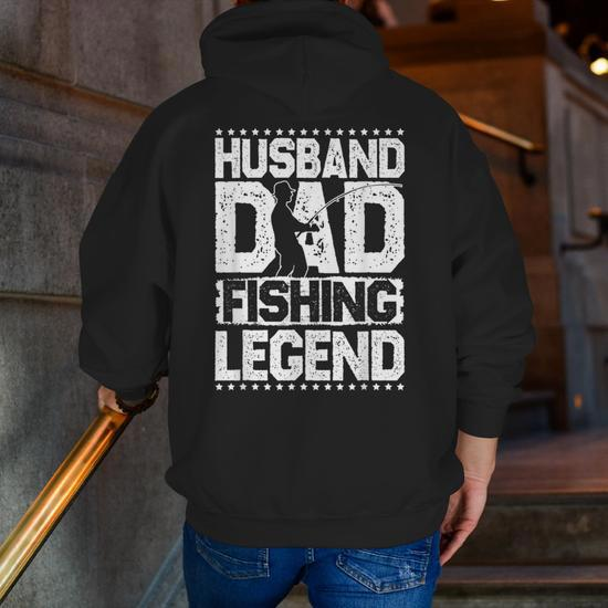 Fishing Rod Husband Dad Fishing Legend Fishing Men Zip Up Hoodie Back Print