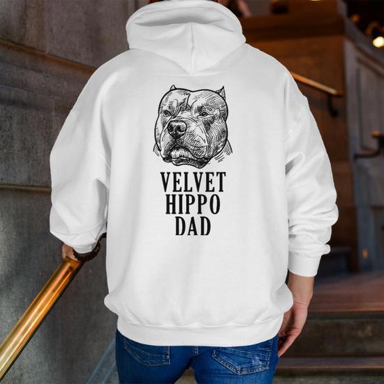 Velvet Hippo Dad Pitbull Dog Owner American Bully Pitbull Zip Up Hoodie Back Print Mazezy