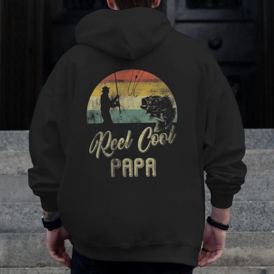 Reel Cool Dad Vintage Fisherman Papa Father's Day Gift Unisex Hooded  Sweatshirt