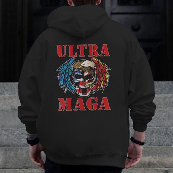 Ultra Maga Anti Joe Biden American Flag Skull Bald Eagle Zip Up ...
