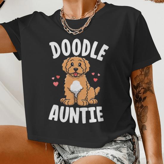 Doodle Auntie Goldendoodle Shirts Women Kawaii Dog Aunt Women Cropped T shirt Monsterry CA