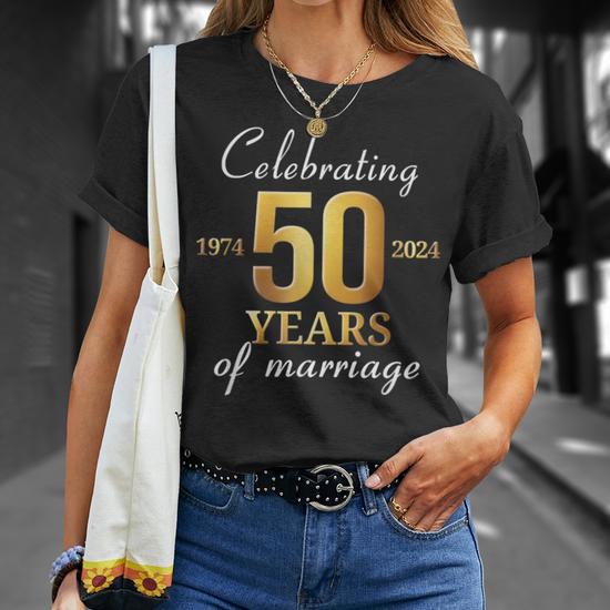 50 Years Of Marriage Est 1974 2024 50Th Wedding Anniversary T-Shirt -  Thegiftio UK