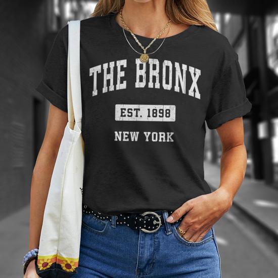 The Bronx New York Ny Vintage Established Sports T Shirt Seseable UK