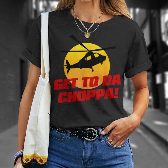 T-shirt Drôle 'Get To Da Choppa !' Predator Ligne Verte Rétro - Taille Au Choix - Neuf