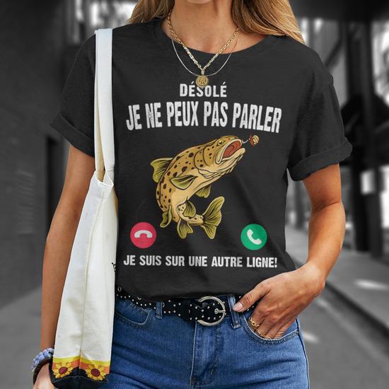 Cadeau Humour Pêcheur Homme, Pêche du Saumon, T-shirt Pêcheur Drôle, P