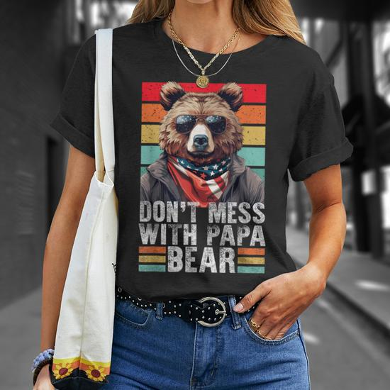 Don't Mess With Papa Bear Vintage Papa Bear Father's Day T-Shirt - Monsterry