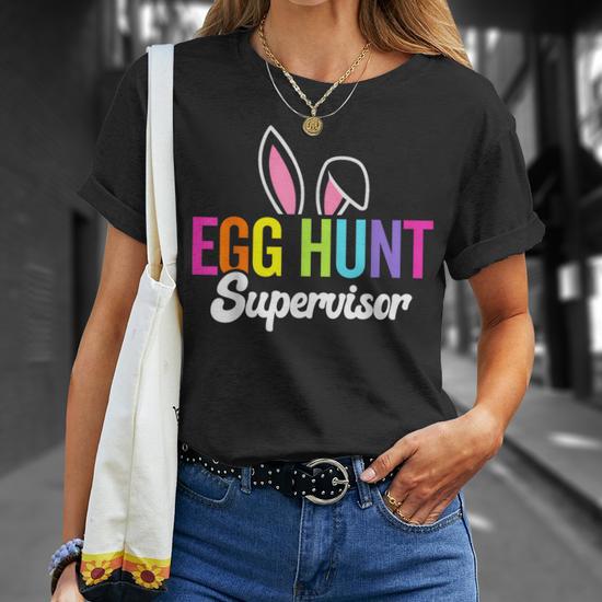 Womens Matching Family Easter Long Sleeve Egg Hunting Squad Cotton