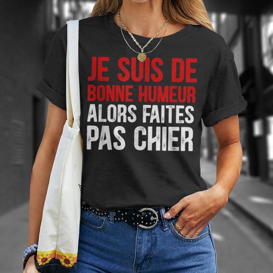 T-shirt Homme Humour "Je Suis De Bonne Humeur" - Taille L, Coton Blanc, Fait En France