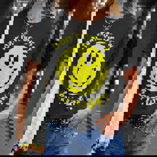 ミュージシャン DOTS Don't Worry, Be Happy L/S TEE Do Not Worry Be Happy Sunshine Cute Happiness Face T-Shirt