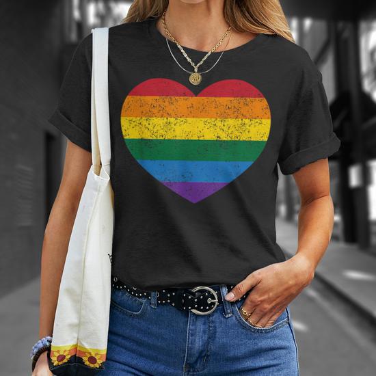 Vintage Gay Pride Heart Camisa De Bandera Gay Camiseta unisex Regaloses