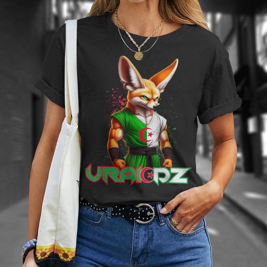 Algérie Maillot Fennec Algerien Supporter Foot Cadeau T-shirt imprimé au dos Algérie Maillot Fennec Algerien Supporter Foot Cadeau T-shirt imprimé au dos