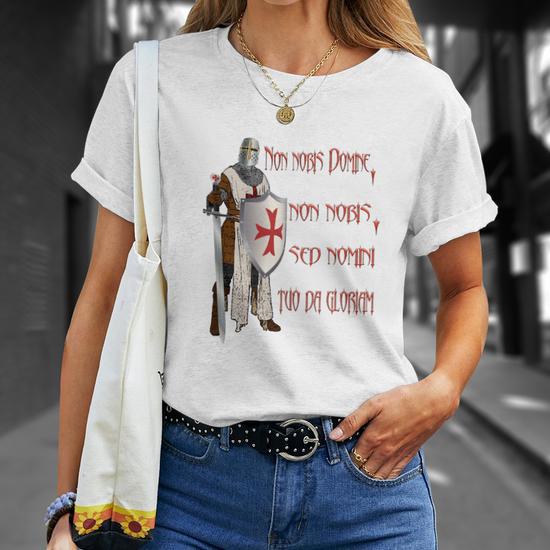 T-shirt Femme Templiers à Cheval - Marque Gildan, Coupe Régulière, Coton, Manches Courtes, Neuf Avec étiquette