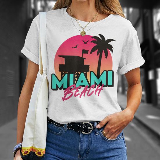 Vintage Miami Beach Florida Palmiers Fl Souvenir Des Années 80 Et 