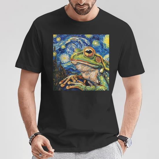 Frog Toad Van Gogh Style Starry Night T-Shirt - Monsterry