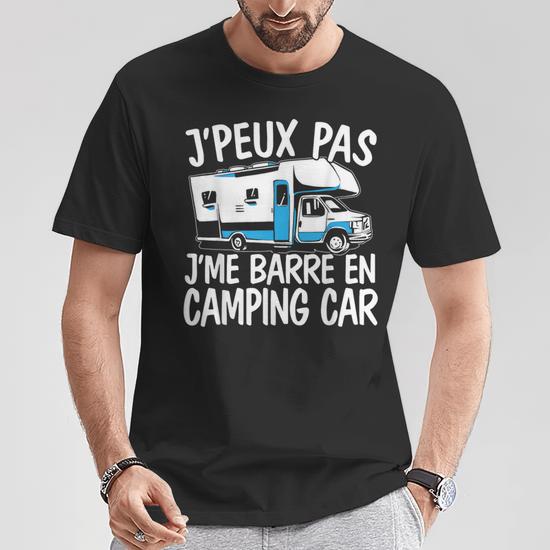T-Shirt Humoristique "J'peux Pas, J'me Barre En Camping-Car" - Pour Femme, Col V, Coupe Classique