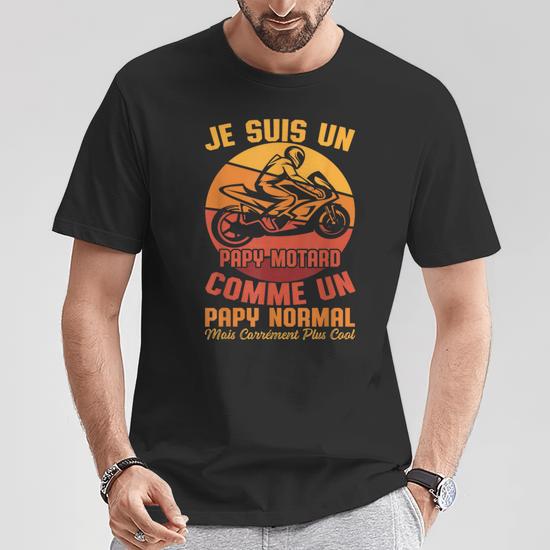 T-shirt Motard Humoristique 'Papy Moto' - Cadeau Pour Passionné De Moto, Homme