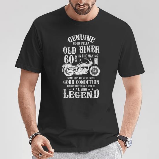 Old Biker 60Th Birthday Motorcycles Bike Graphic T-Shirt - Thegiftio