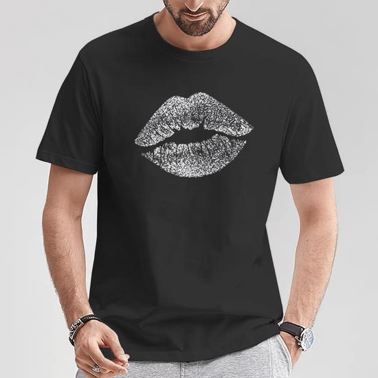 Silver Glitter Lips T-Shirt - Thegiftio
