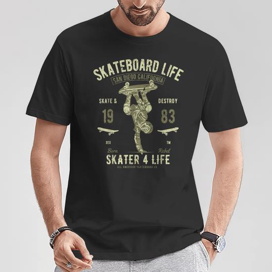 Skateboard Skateboard Life Skate & Destroy Vintage T-Shirt - Monsterry