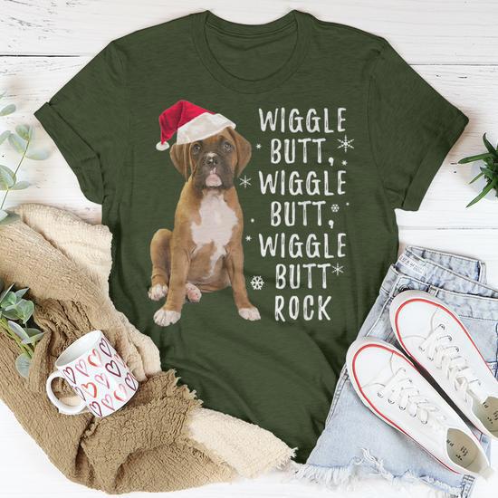 Boxer Dog Christmas Wiggle Butt Rock T-Shirt - Monsterry UK