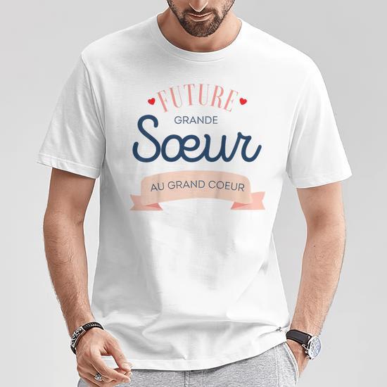 T-shirt "Grande Soeur" – Annonce Grossesse – Cadeau Original Imprimé En France, 100% Coton