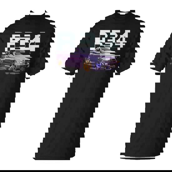 Jdm Car R34 V-Spec Midnight Purple Iii Bnr34 T-Shirt - Monsterry