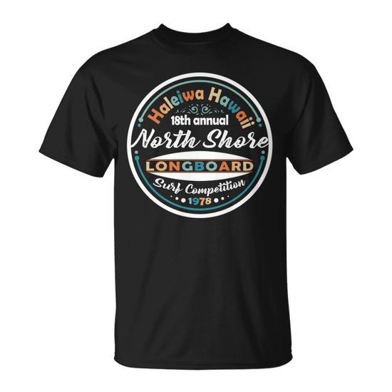 North Shore Long Board Surf Vintage Hawaii Beach T-Shirt - Monsterry