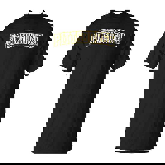 Pittsburgh T Shirt - Varsity Style Yellow Text Pittsburgh T Shirt - Varsity Style Yellow Text
