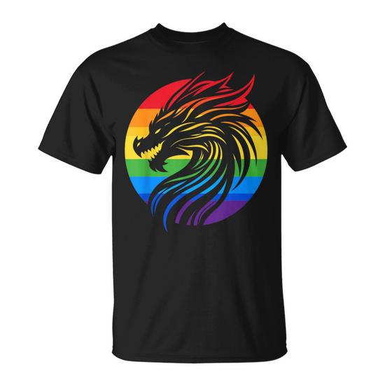 Retro Dragon Rainbow Lgbt Gay Pride Lesbian Lgbt Gay Dragon T Shirt Seseable CA