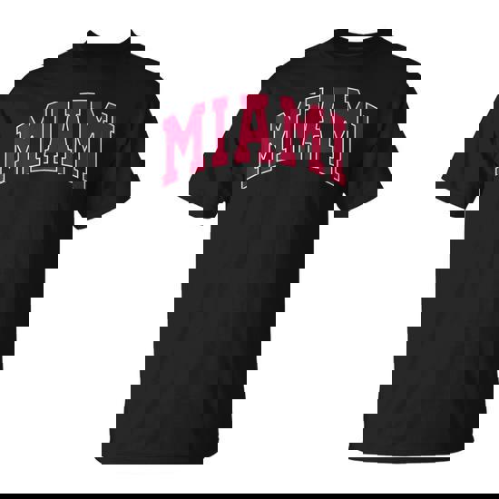 Miami T Shirt - Varsity Style Black Text Miami T Shirt - Varsity Style Black Text