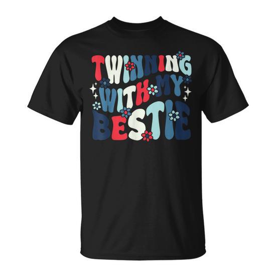 Retro Twins Day Twinning With My Bestie Friend Matching Twin T Shirt Seseable UK