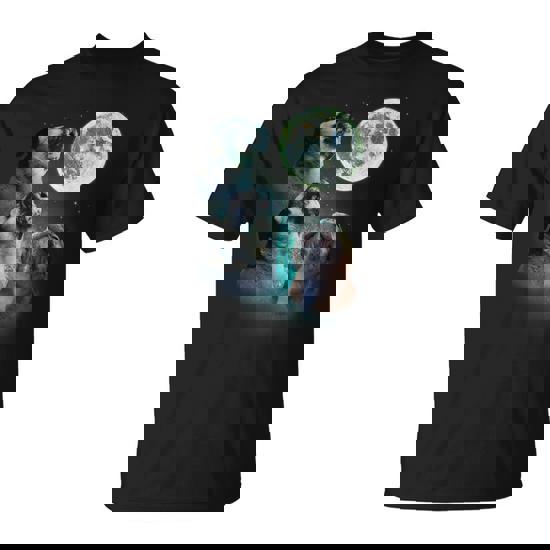 Three Pugs Howl At Moon 3 Wolfs Wolves Parody T-Shirt - Monsterry CA