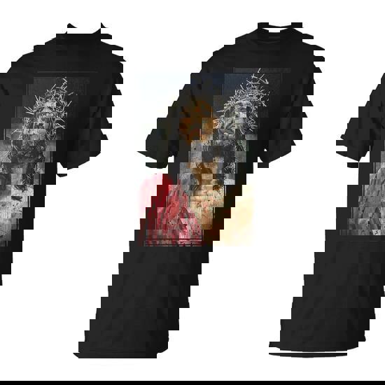 Vintage Face Of Jesus On A Cross With Crown Of Thorns T-Shirt | Mazezy